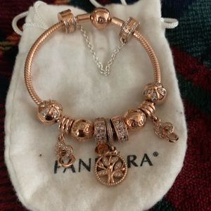 Rose Gold Pandora Bracket with charms Rose Gold Pandora Bracket with charms